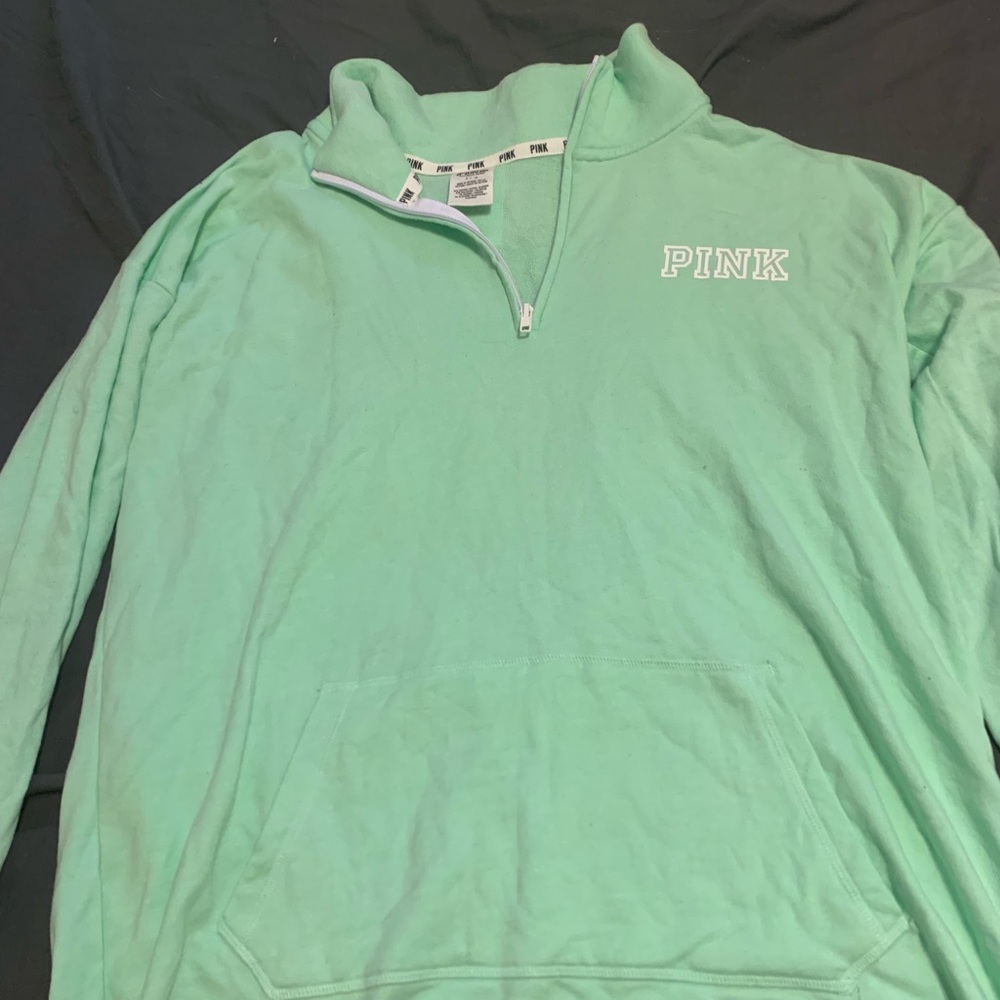 Large Light green PINK Victoria secret quarter zip